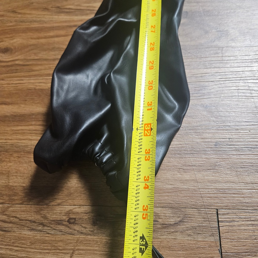 Maniere De Voir Tacked Vegan Leather Trousers Ruched 8 Edgy Punk Streetwear - Picture 6 of 8